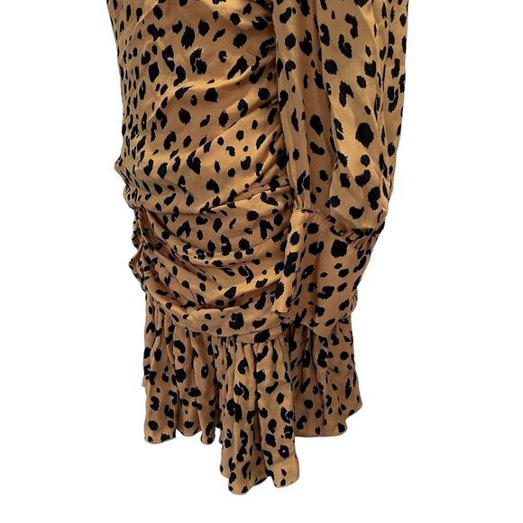 Nicholas $590 Women's Leopard Gathered Mini Frill Dress in‎ Silk Size 8 Ruched - Picture 6 of 16